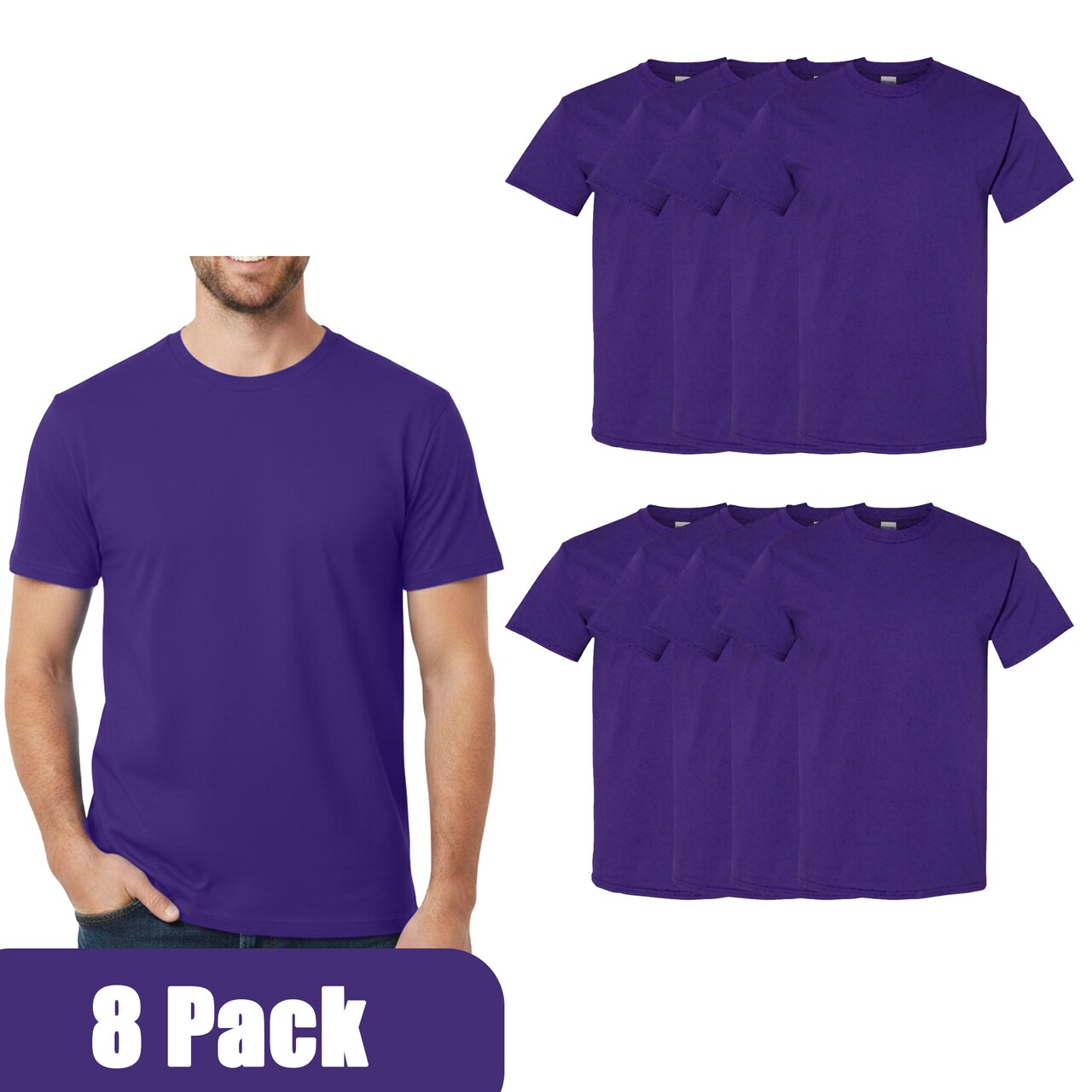 Gildan Unisex Heavy Cotton T-Shirts, Soft & Durable, 8-Pack, Ideal for Crafts & Custom Designs